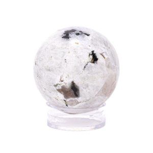 20-30mm Natural Rainbow Moonstone Gemstone Sphere & Stand Display Crystal Ball